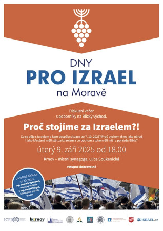 Přednáška - Proč stojíme za Izraelem? úterý 9.9.2025 v 18 hodin