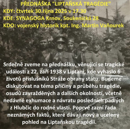 Přednáška - Liptaňská tragédie - 30.10.2025 v 17:30