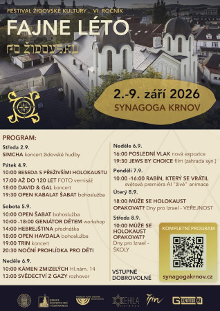 Program festivalu FAJNE léto po židovsku 2.-9.9.2026